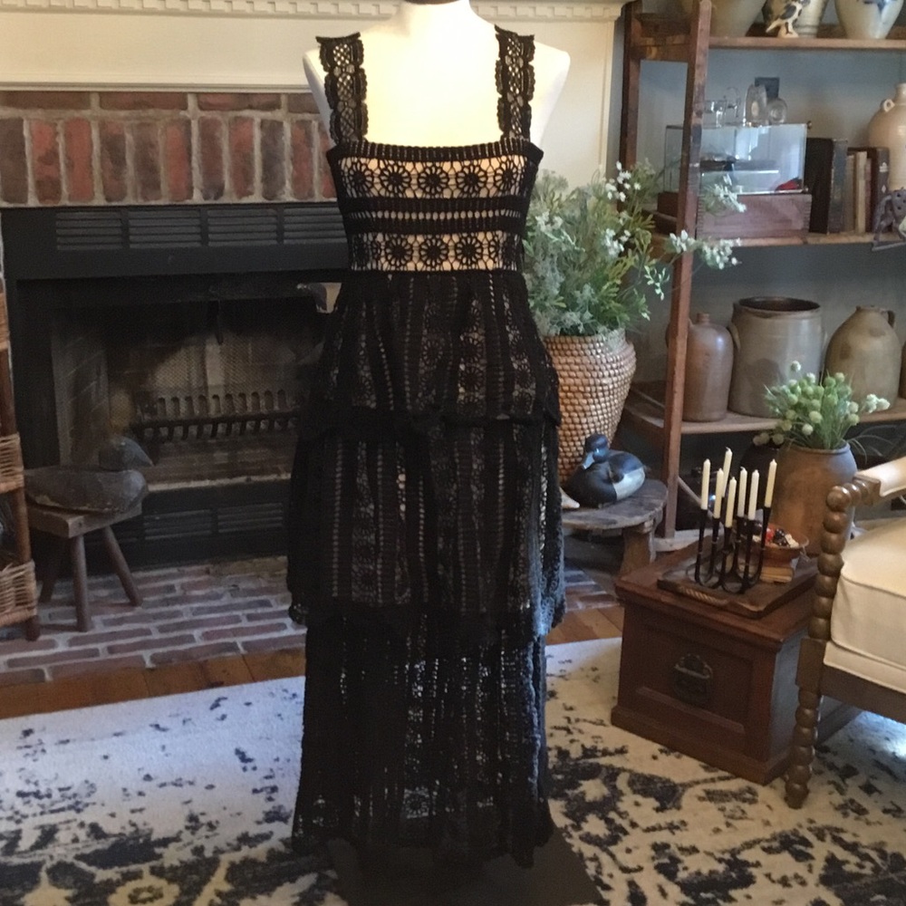 Saylor Krystyna Black crochet Dress